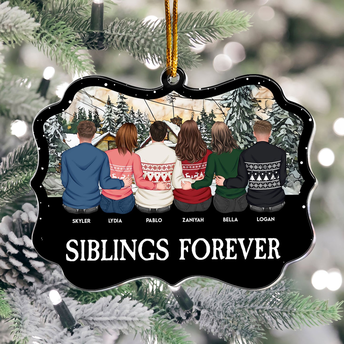 Personalized 'Life is Better with Brothers and Sisters' Christmas Ornament for Siblings