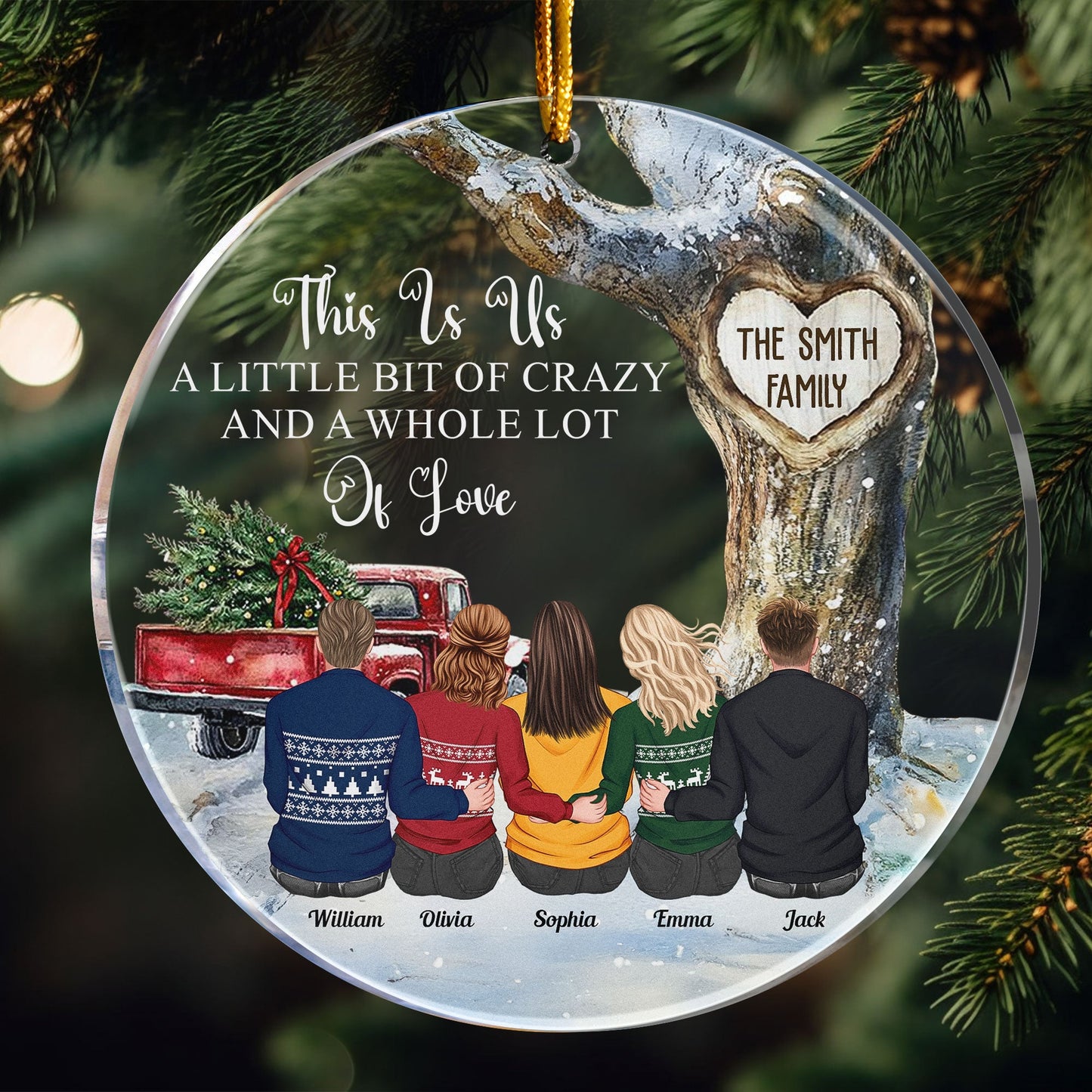 Custom "This Is Us: A Lot of Love" Family Christmas Acrylic Ornament
