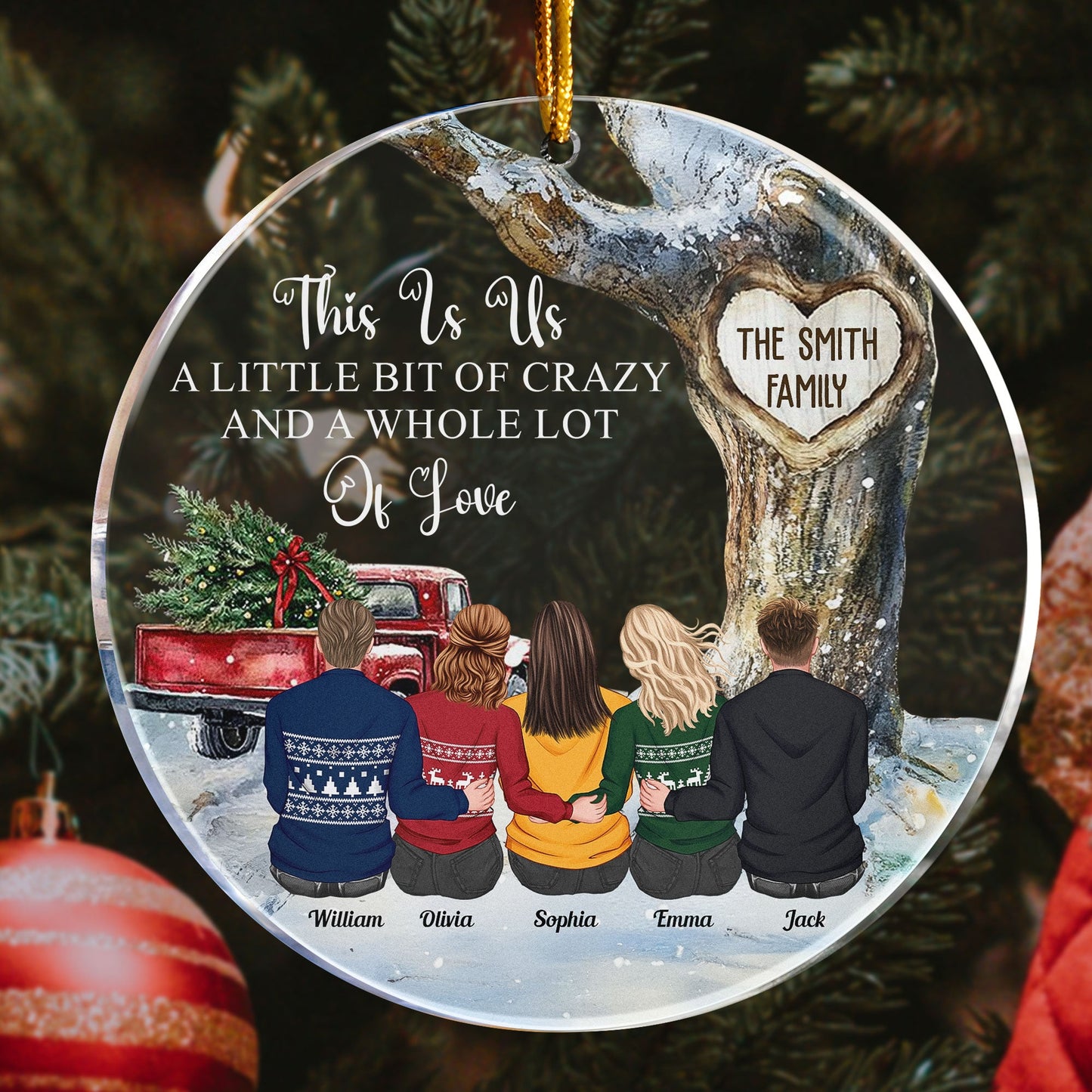 Custom "This Is Us: A Lot of Love" Family Christmas Acrylic Ornament