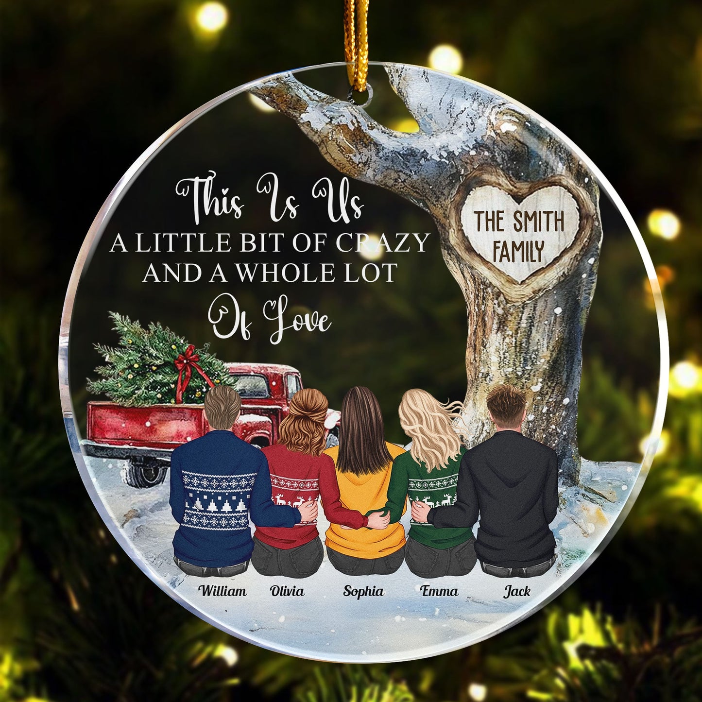 Custom "This Is Us: A Lot of Love" Family Christmas Acrylic Ornament