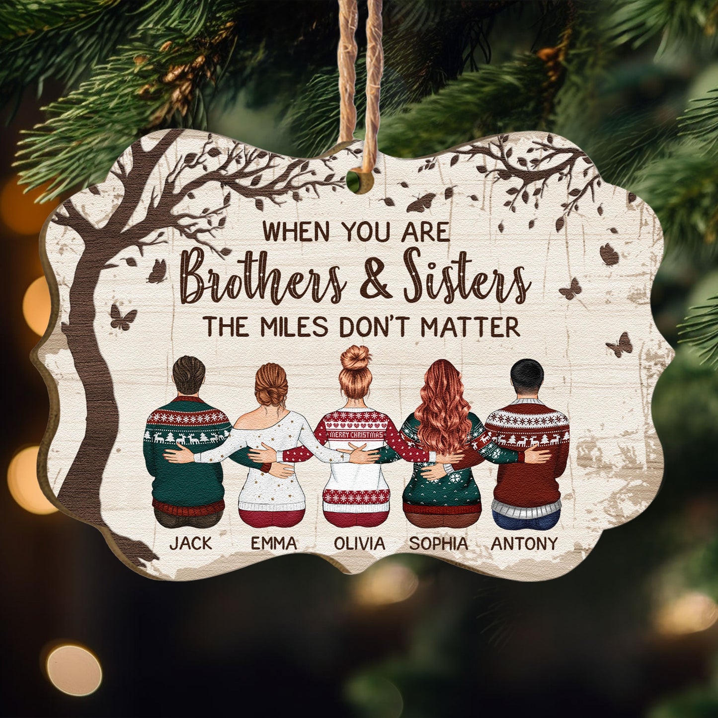 Personalized Sibling Ornament: 'Miles Don't Matter' Christmas Keepsake