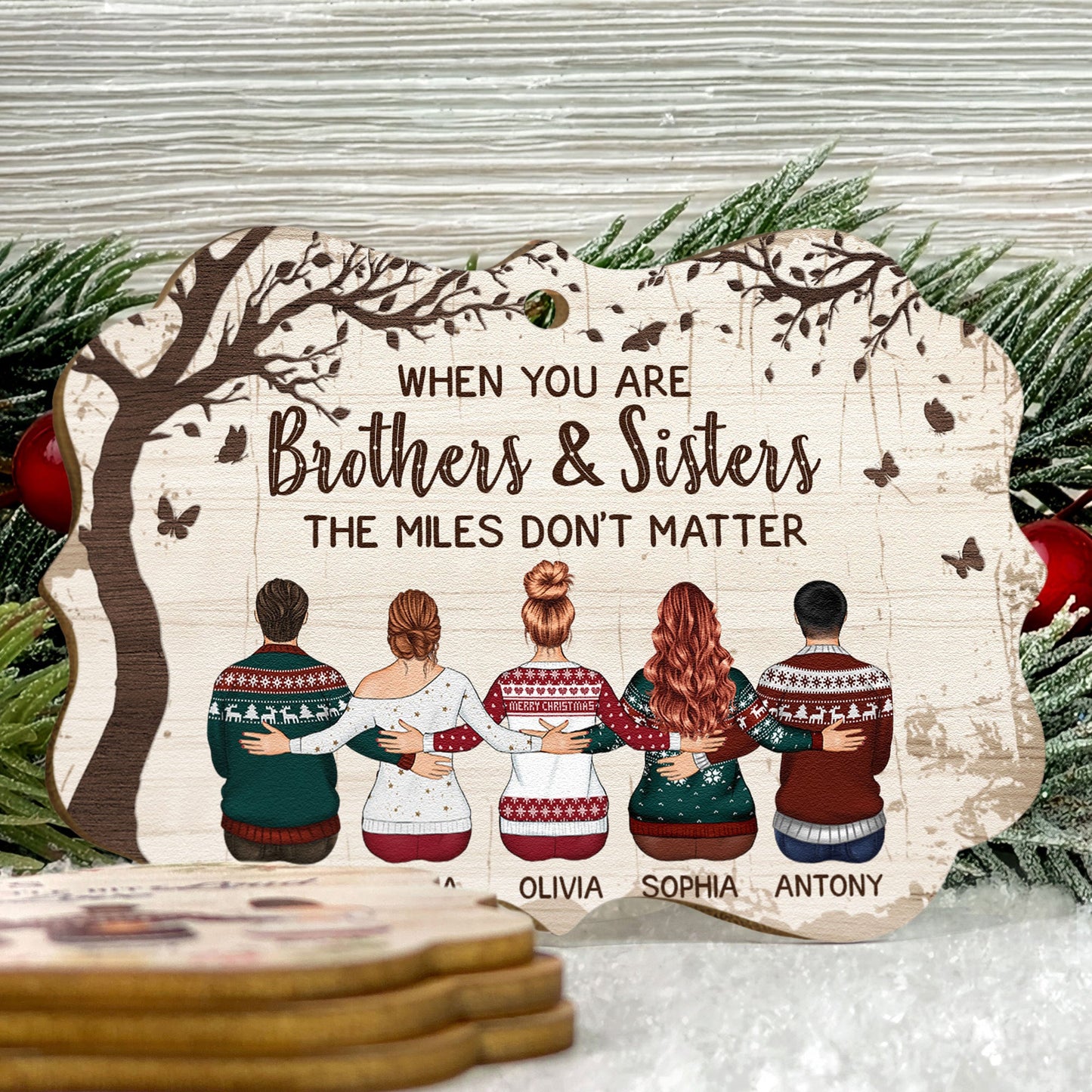 Personalized Sibling Ornament: 'Miles Don't Matter' Christmas Keepsake