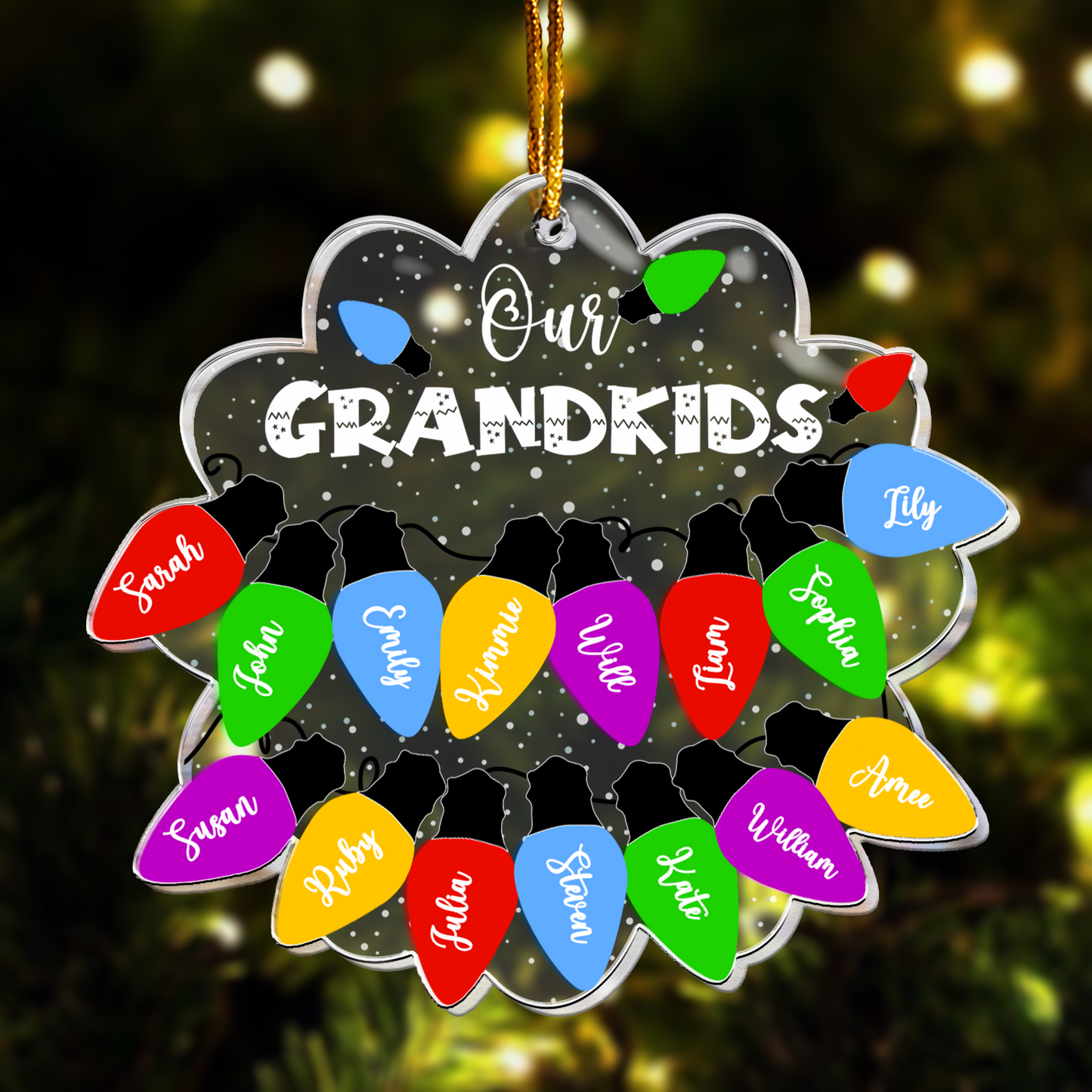 Personalized Our GRANDKIDS Christmas Light Ornament - Custom Name Keepsake for Grandparents
