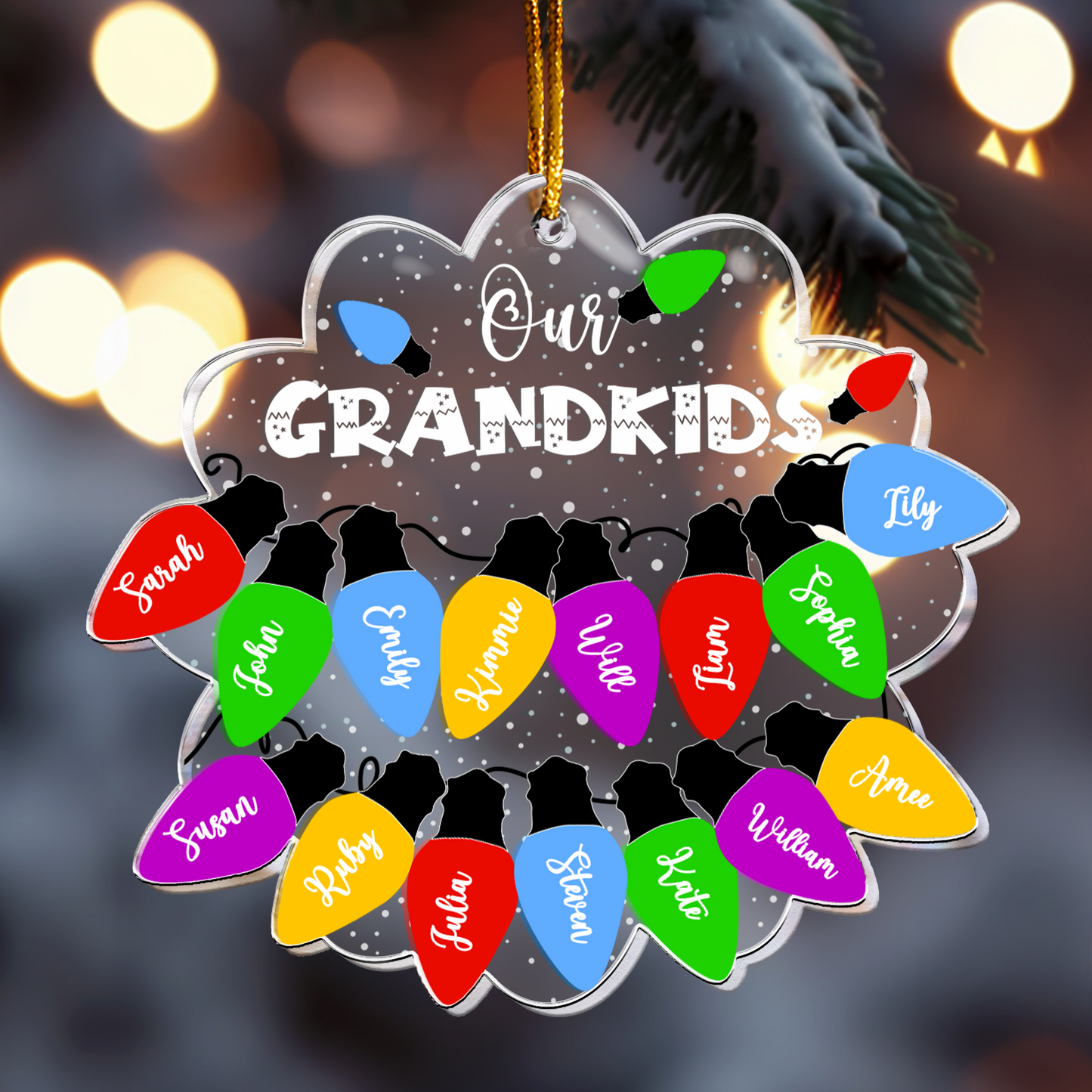 Personalized Our GRANDKIDS Christmas Light Ornament - Custom Name Keepsake for Grandparents