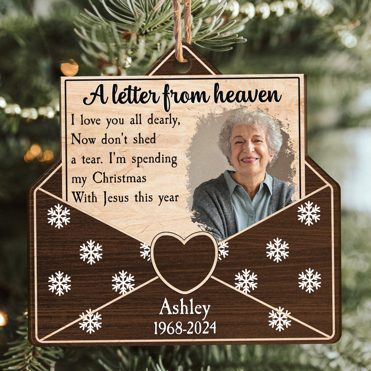 Personalized 'A Letter From Heaven' Memorial For Loved One Christmas Wood Ornament