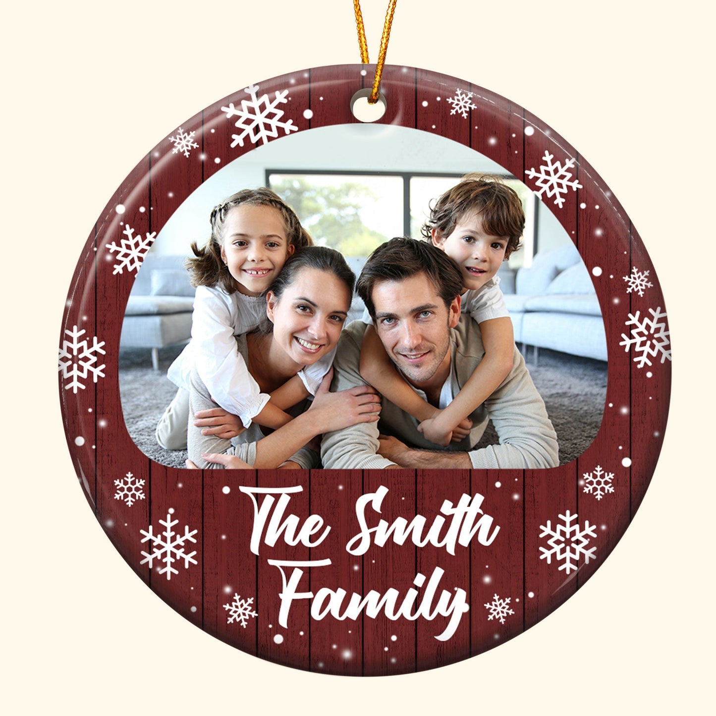 Personalized Family Photo Christmas Ornament - Custom Name Keepsake