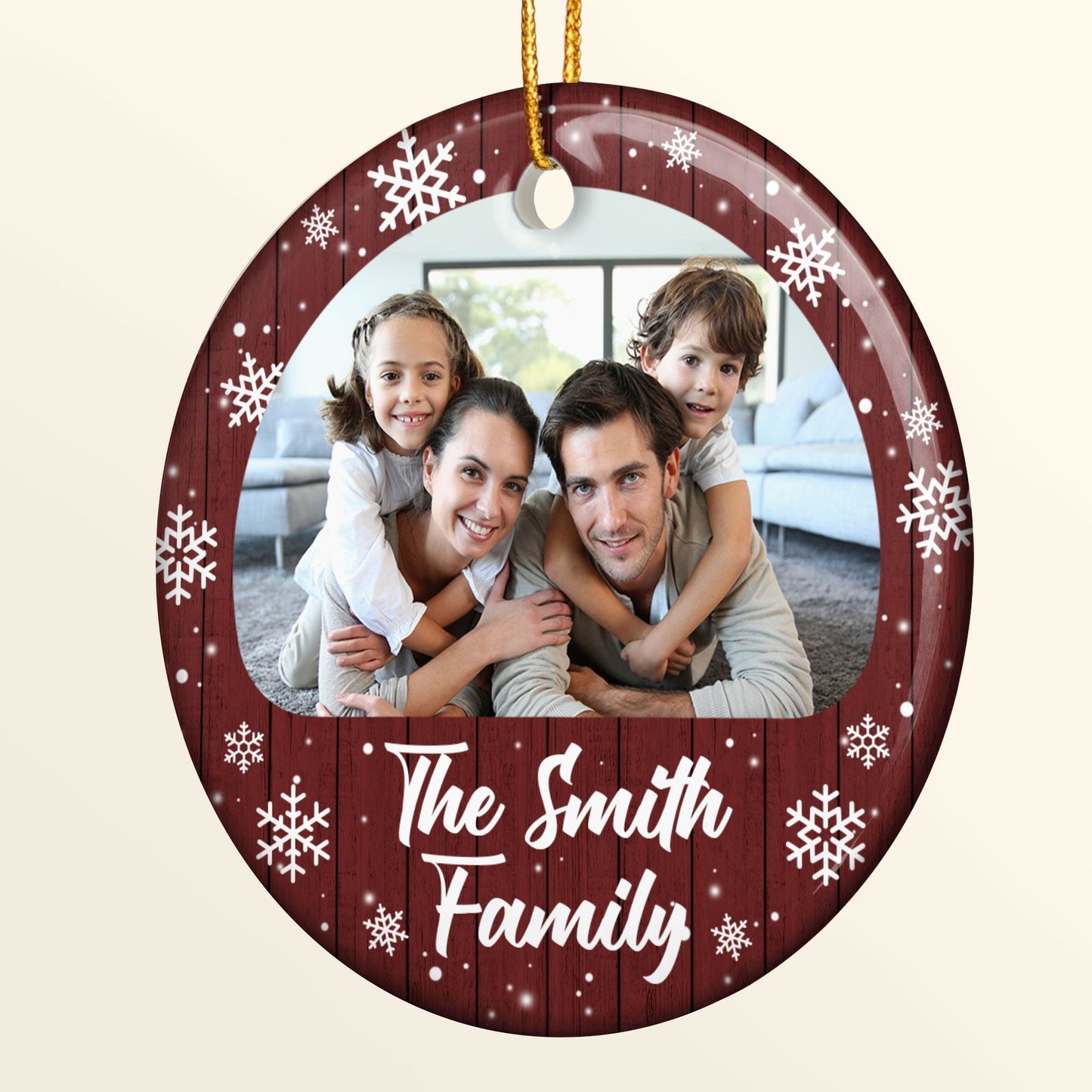 Personalized Family Photo Christmas Ornament - Custom Name Keepsake