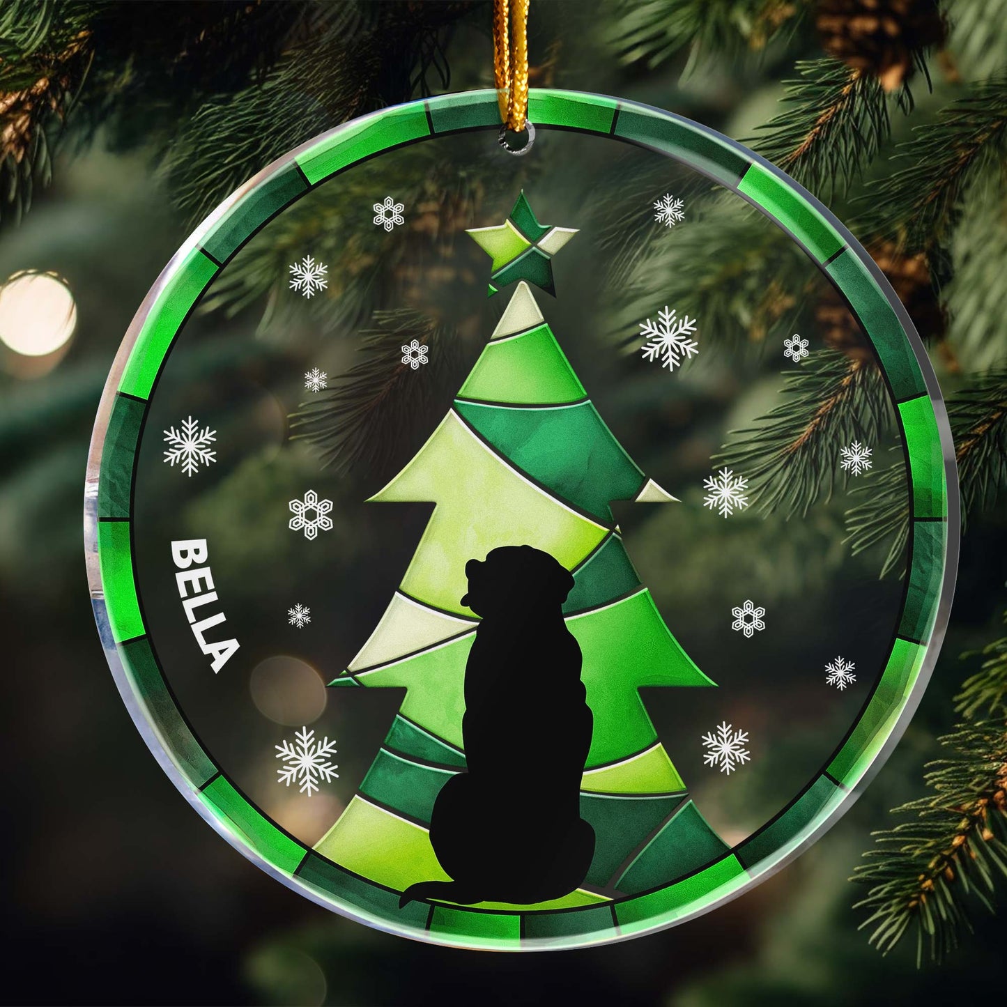 Personalized Christmas Dog Ornament - Custom Pet Name Tree Keepsake