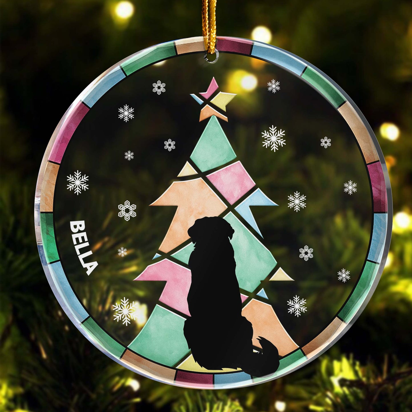 Personalized Christmas Dog Ornament - Custom Pet Name Tree Keepsake