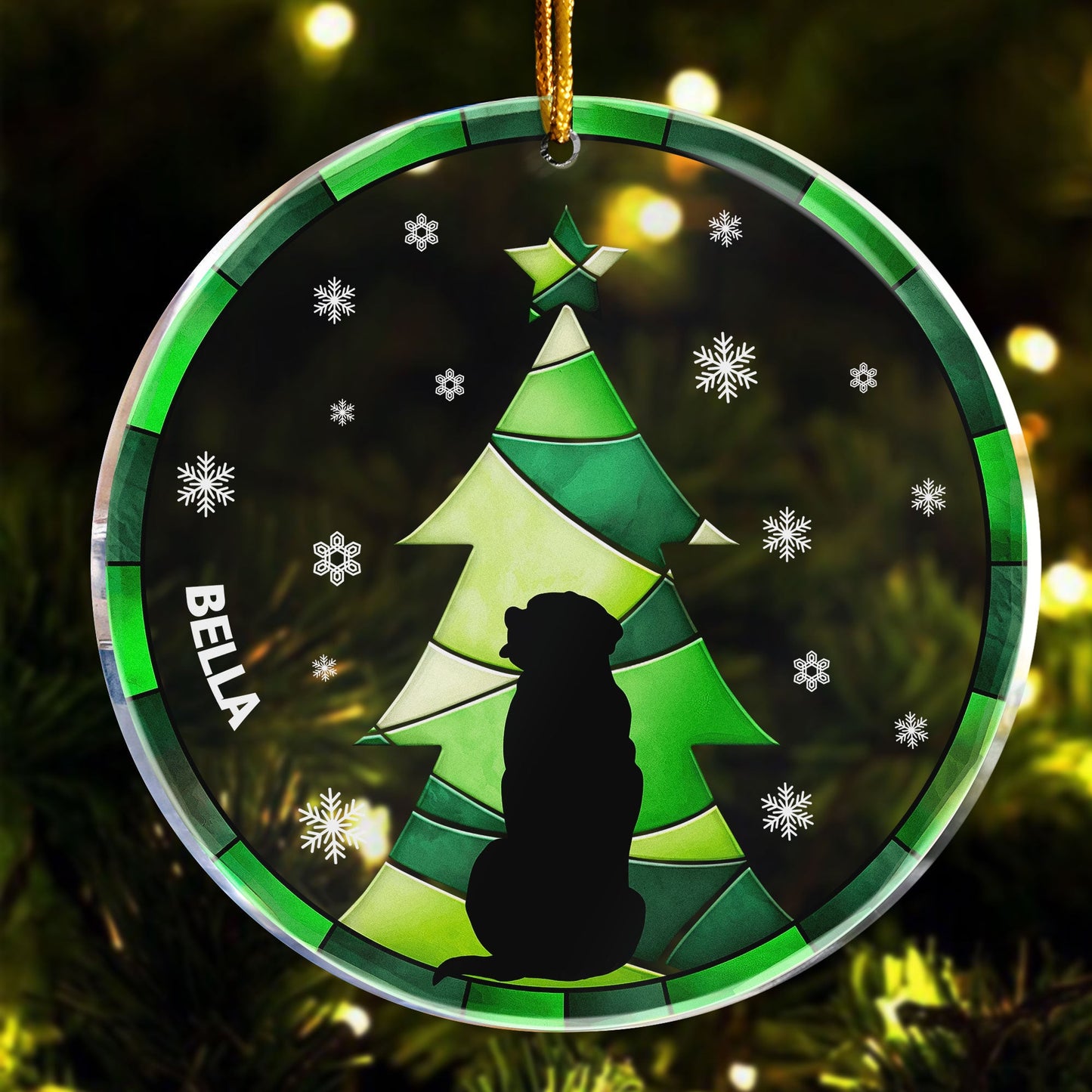 Personalized Christmas Dog Ornament - Custom Pet Name Tree Keepsake