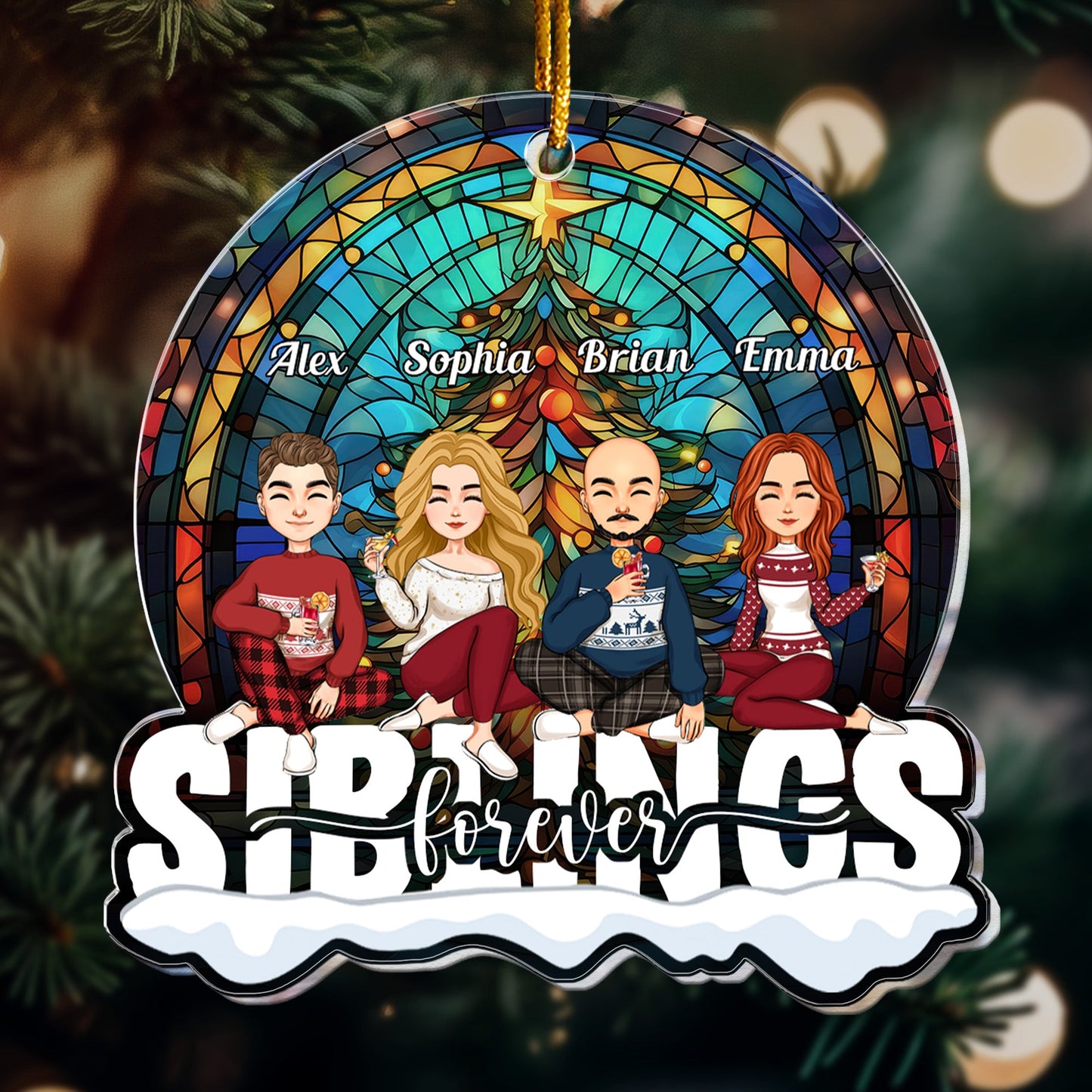Personalized Siblings Christmas Ornament - 'SIBLINGS forever' Keepsake