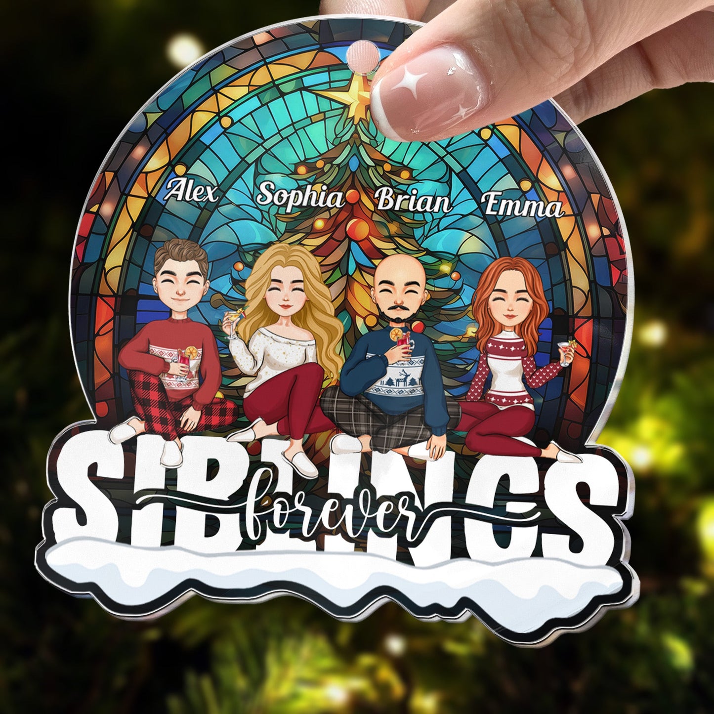 Personalized Siblings Christmas Ornament - 'SIBLINGS forever' Keepsake