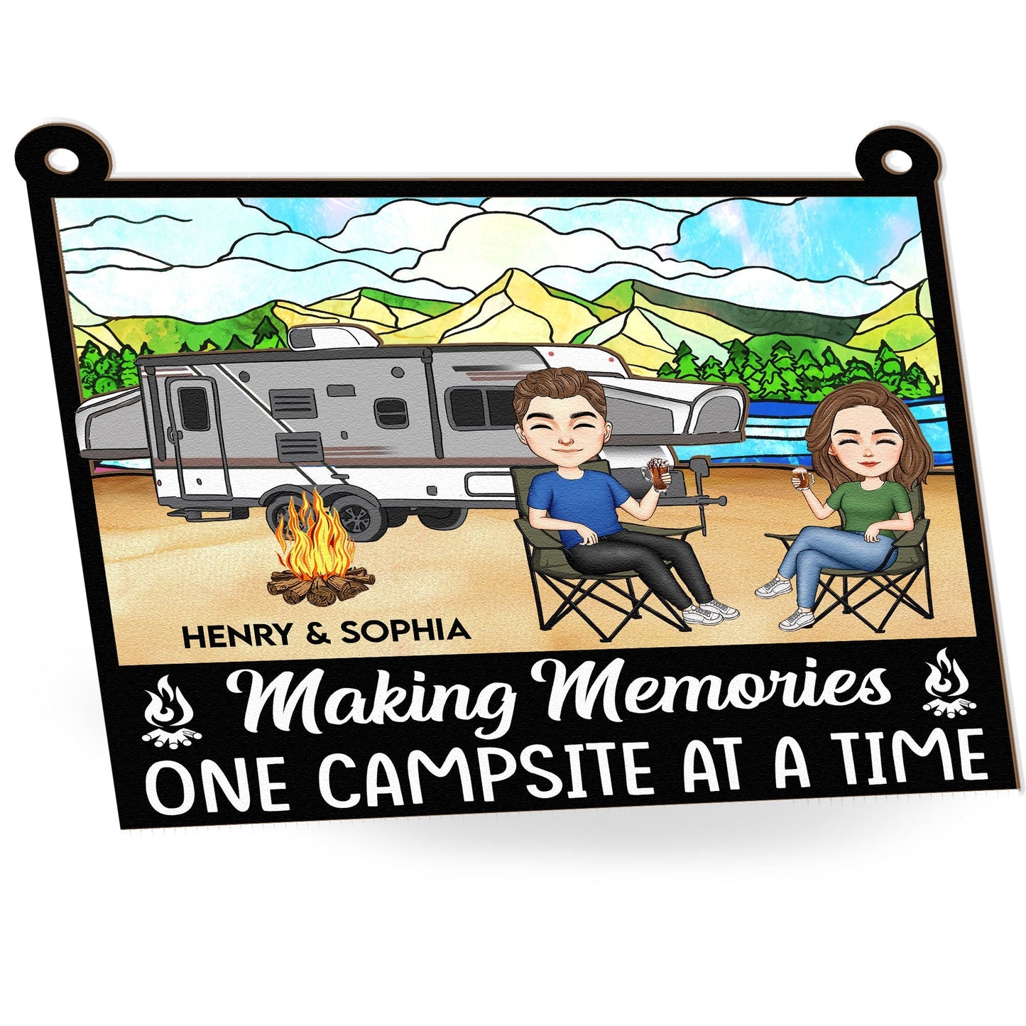 Personalized Camping Couple Suncatcher Ornament: Making Memories