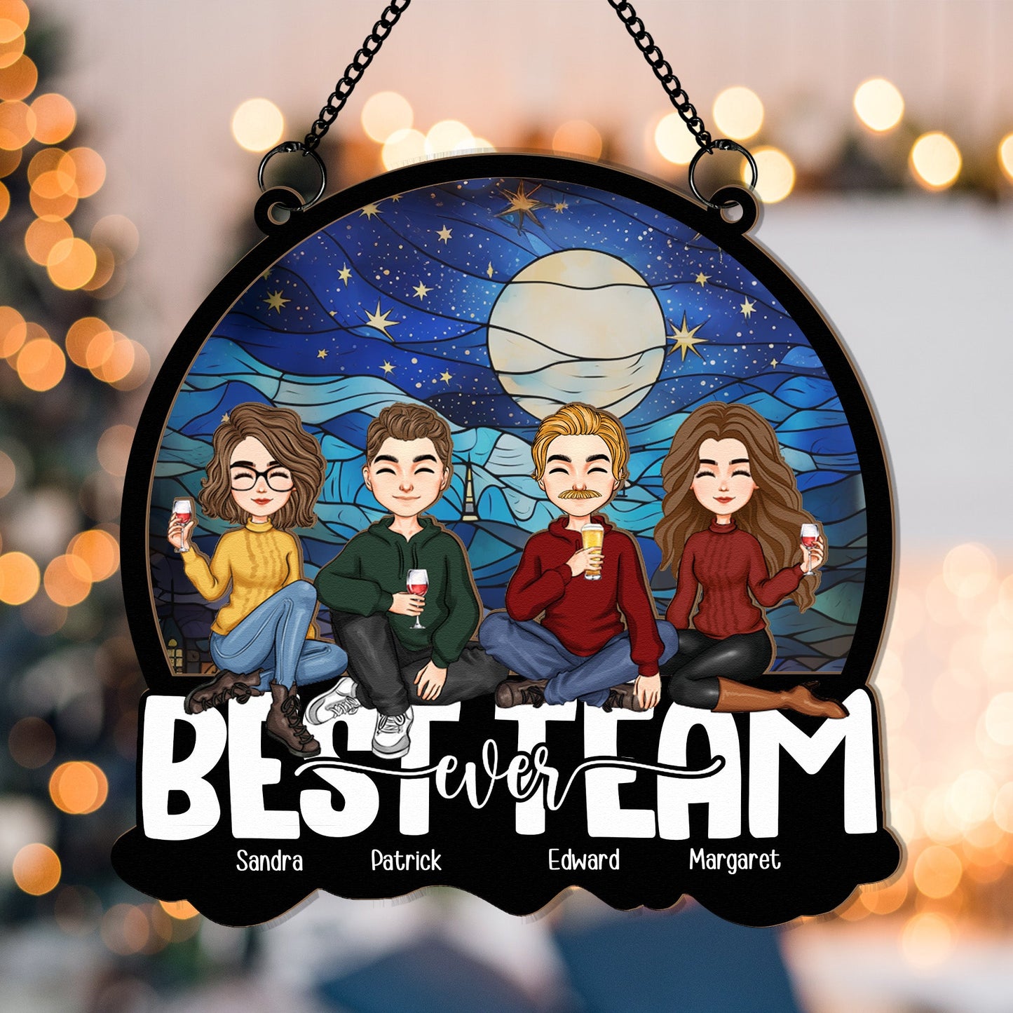 Personalized 'Best Team Ever' Suncatcher Ornament - Custom Gift for Coworkers
