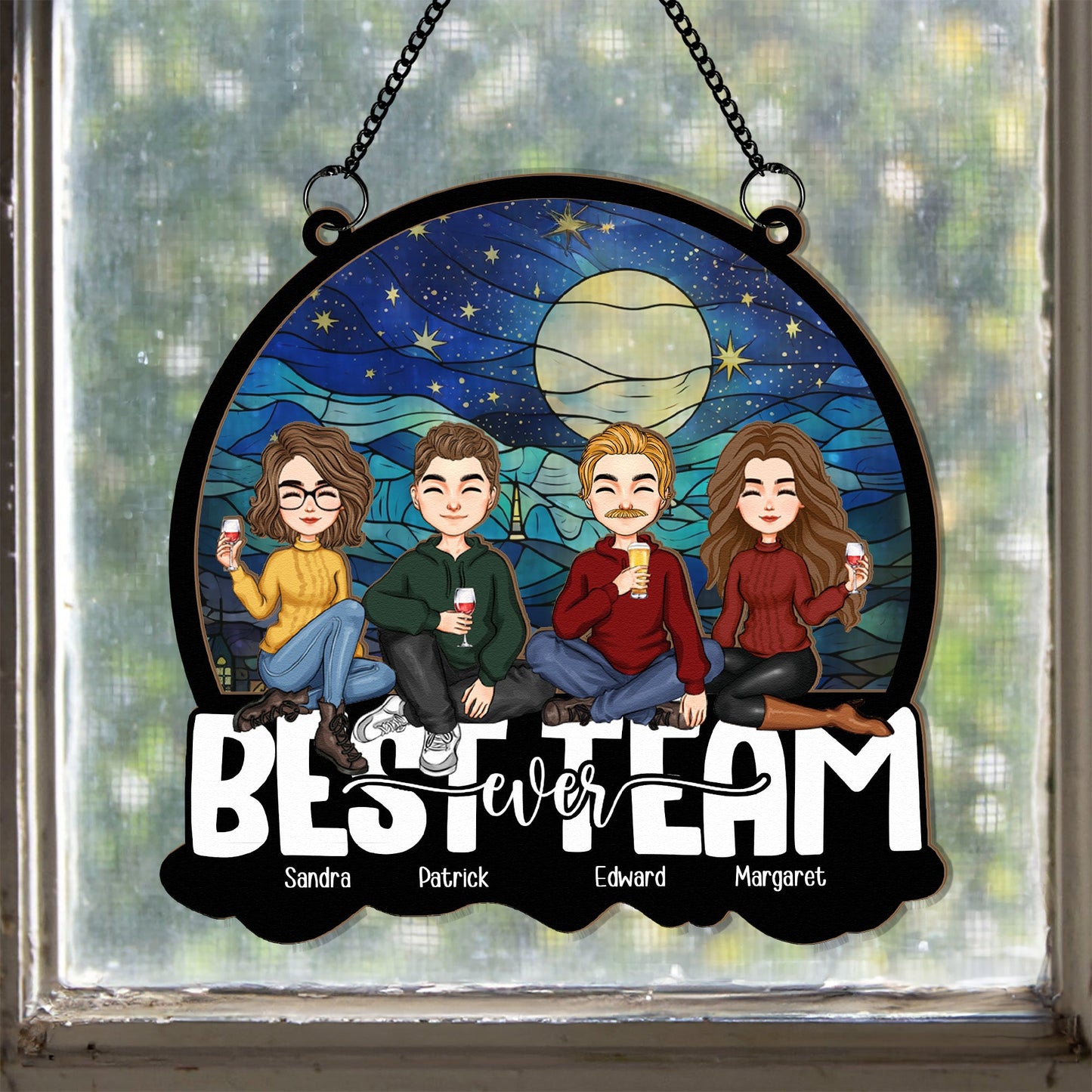Personalized 'Best Team Ever' Suncatcher Ornament - Custom Gift for Coworkers