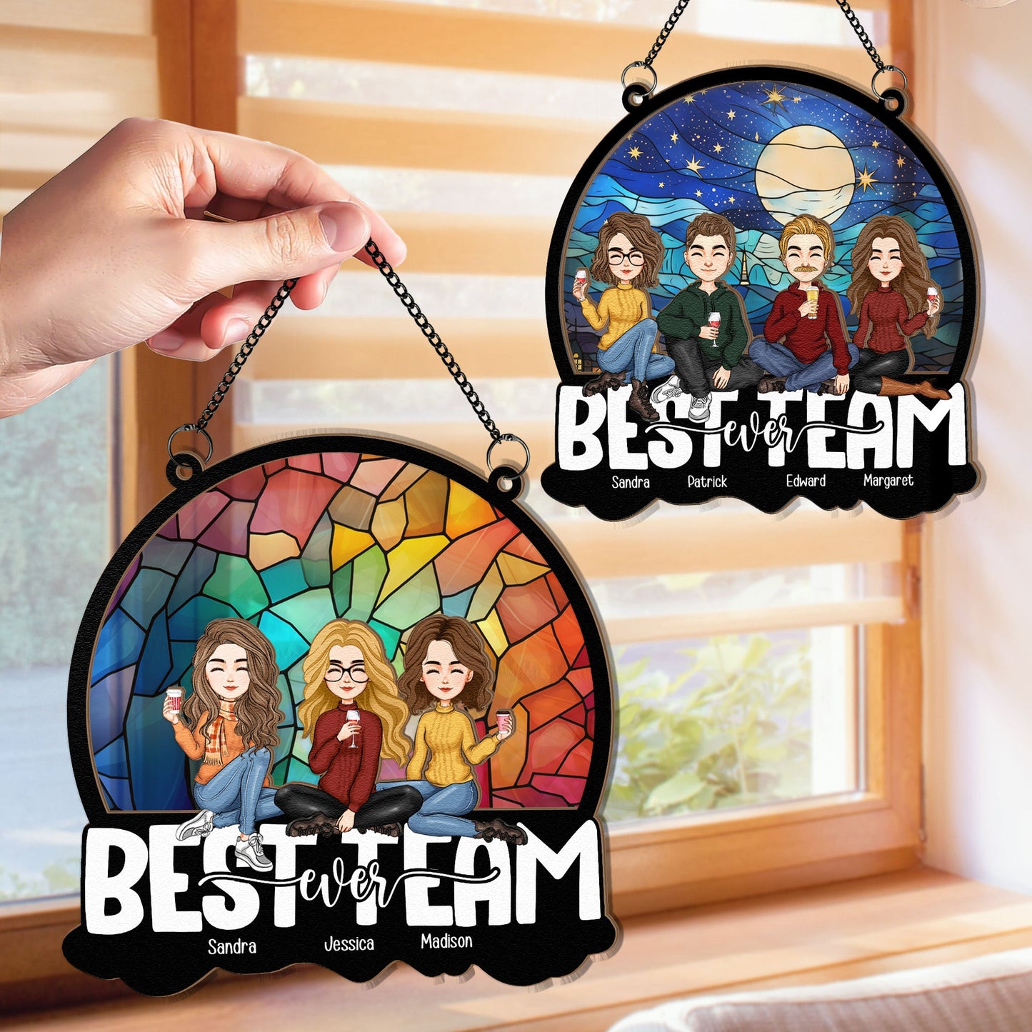 Personalized 'Best Team Ever' Suncatcher Ornament - Custom Gift for Coworkers