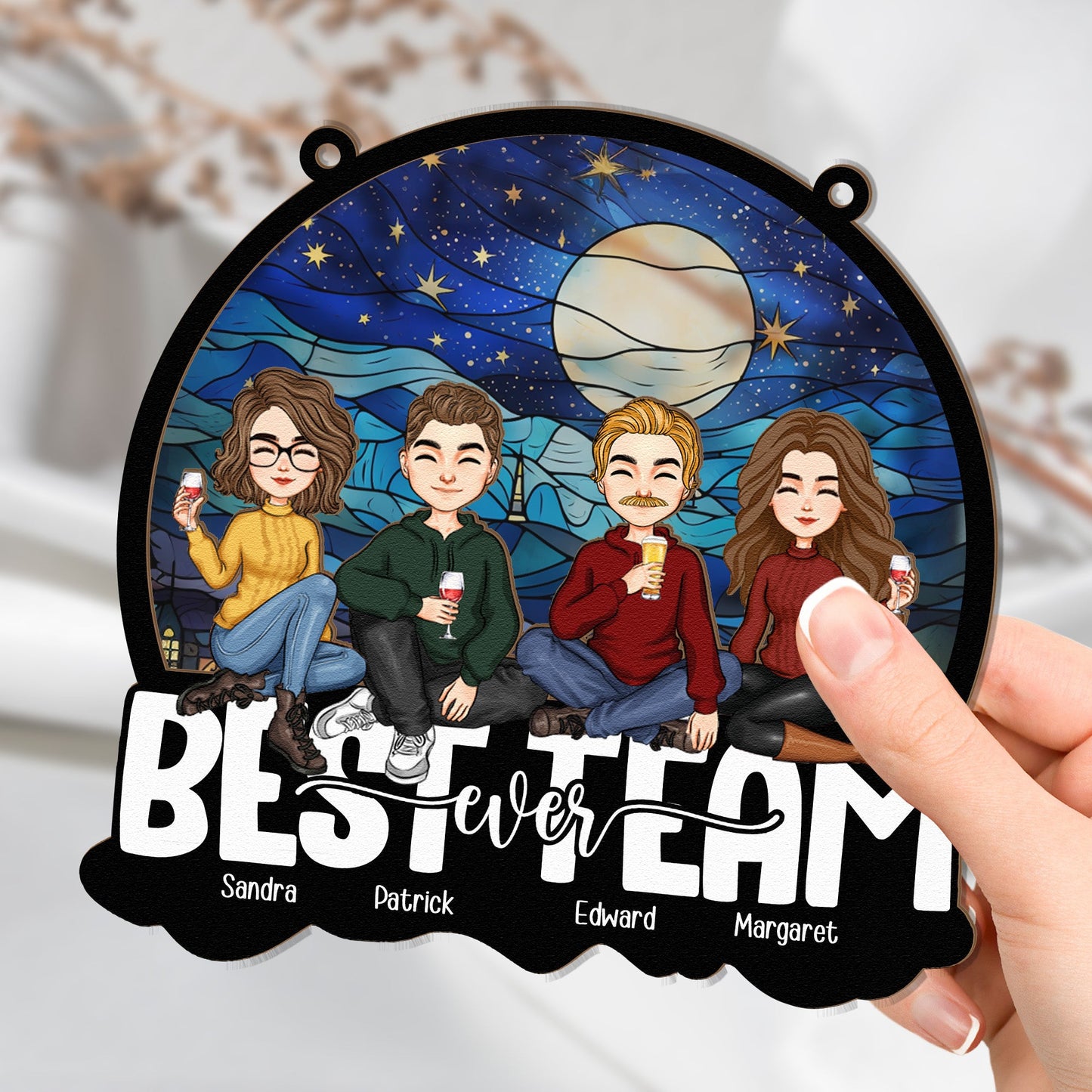 Personalized 'Best Team Ever' Suncatcher Ornament - Custom Gift for Coworkers