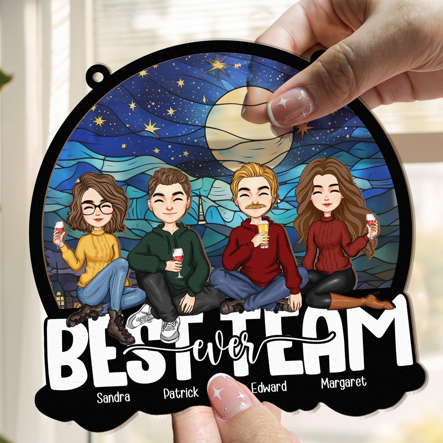 Personalized 'Best Team Ever' Suncatcher Ornament - Custom Gift for Coworkers