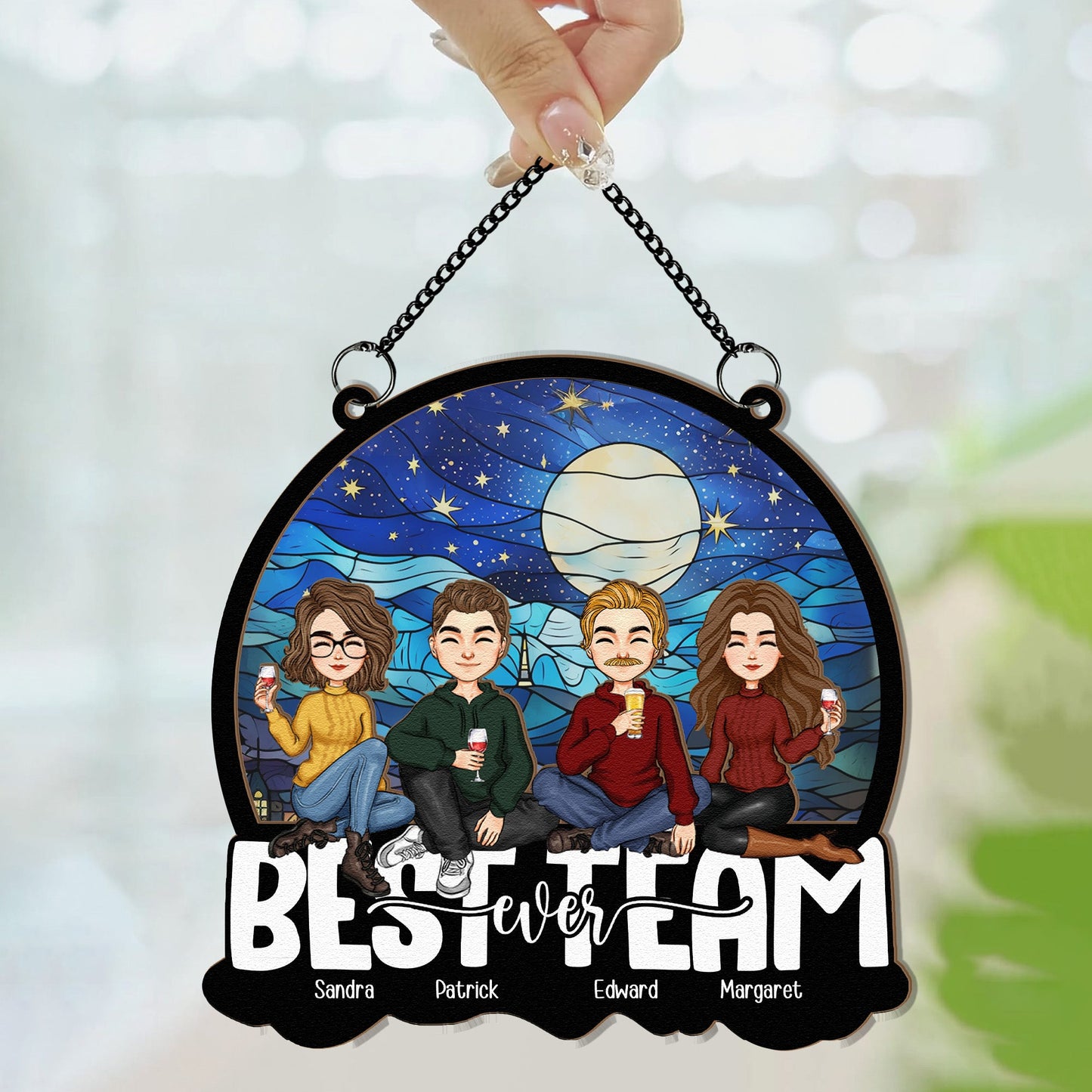 Personalized 'Best Team Ever' Suncatcher Ornament - Custom Gift for Coworkers
