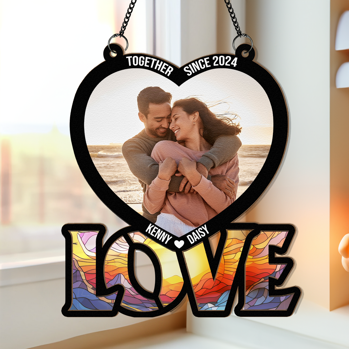 Personalized 'Together Since' Suncatcher: Custom Couple Photo & Names Gift