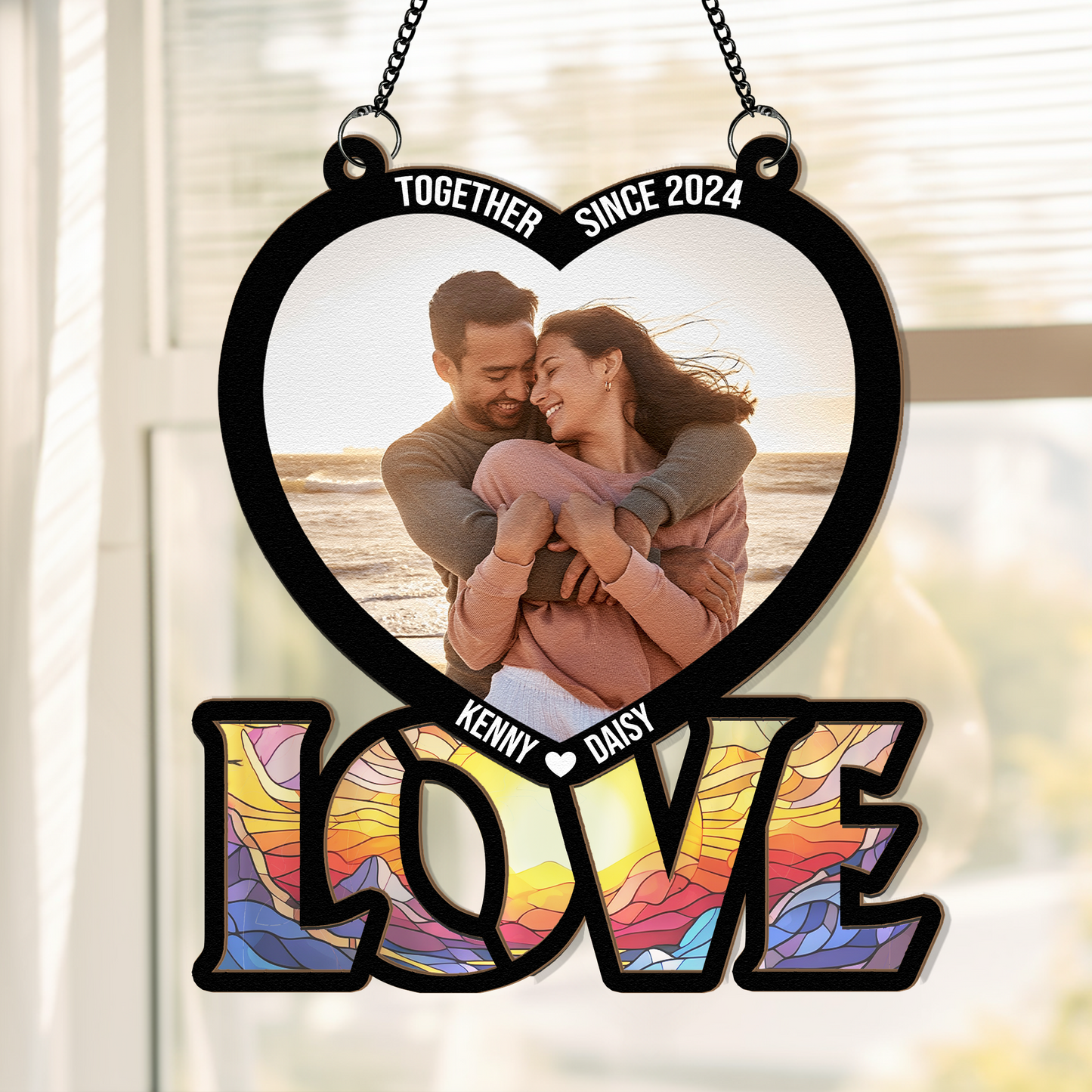 Personalized 'Together Since' Suncatcher: Custom Couple Photo & Names Gift