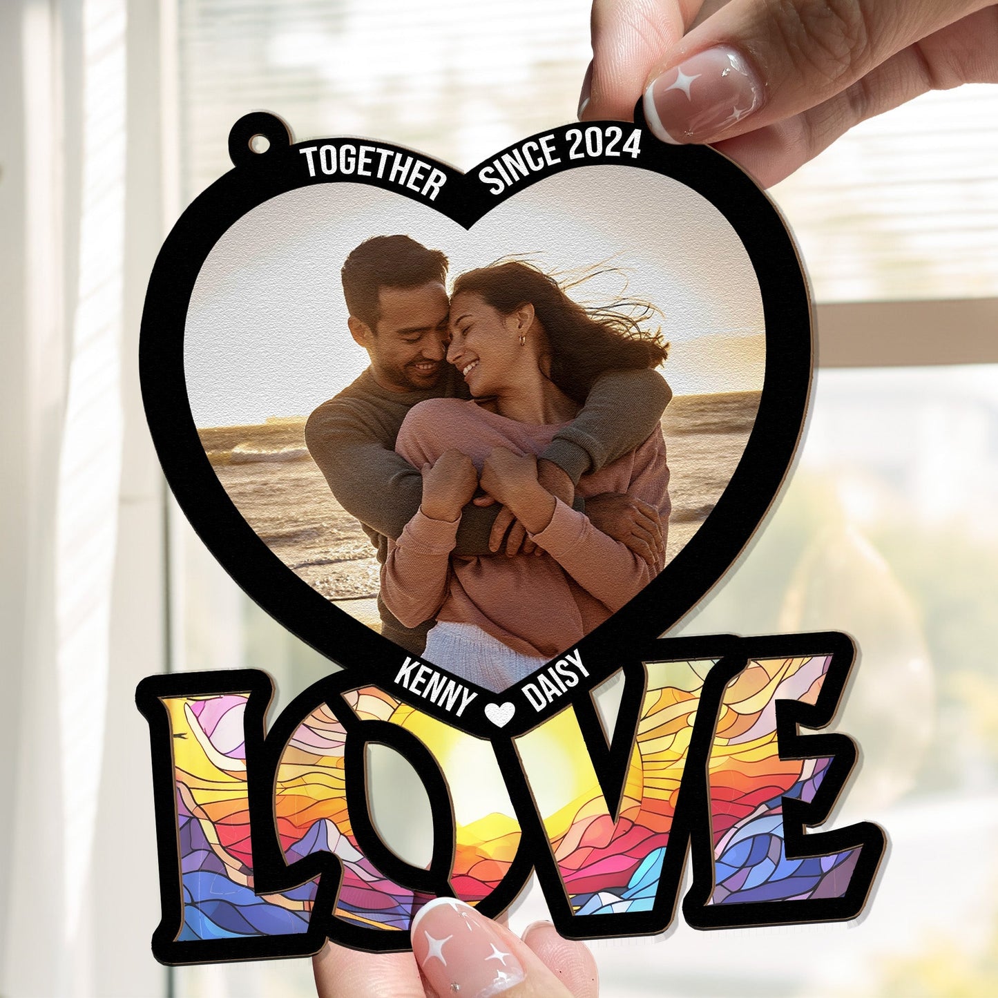 Personalized 'Together Since' Suncatcher: Custom Couple Photo & Names Gift