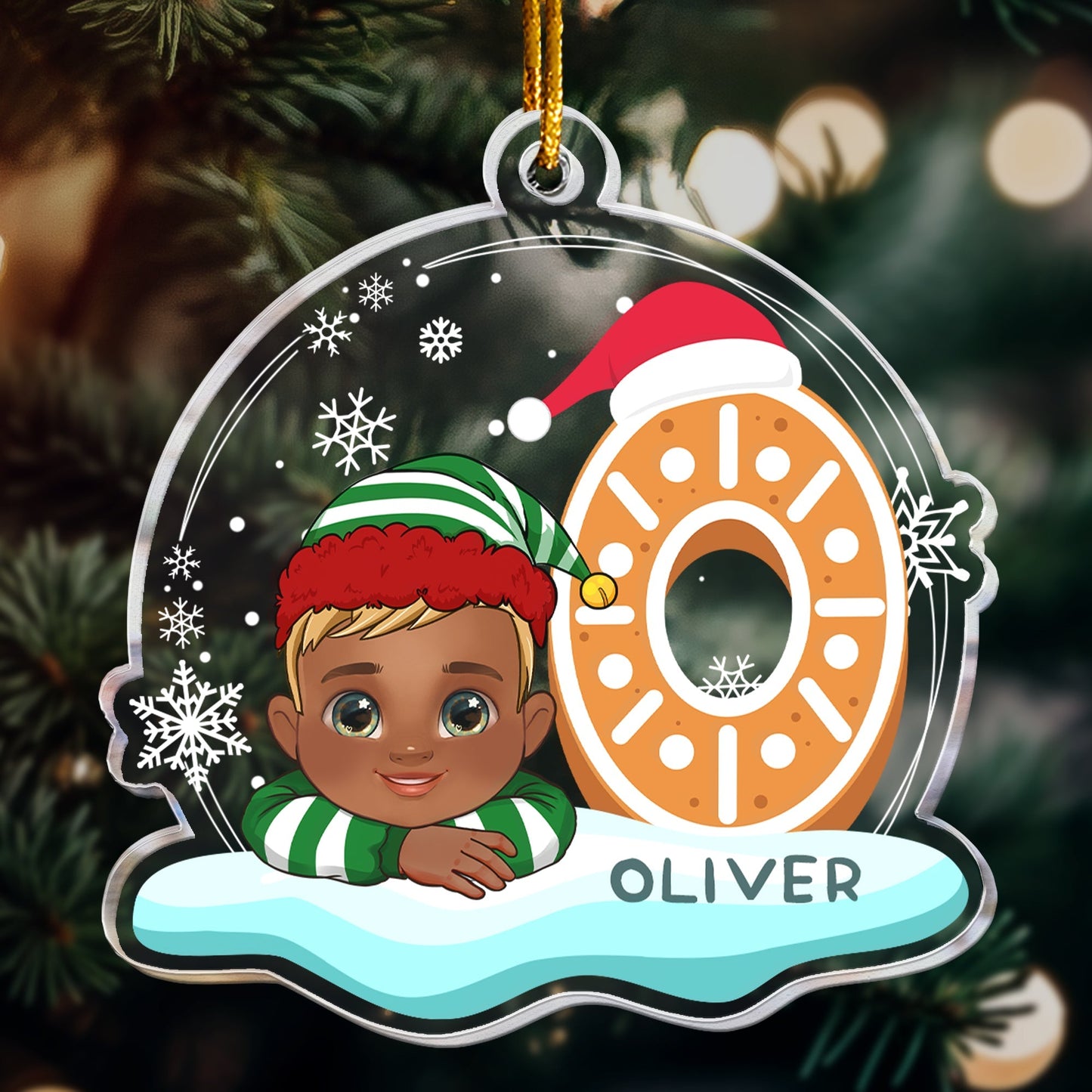 Heartfelt Personalized Initial & Name Christmas Ornament for Kids