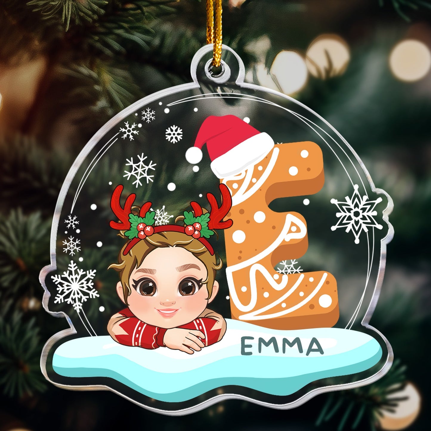 Heartfelt Personalized Initial & Name Christmas Ornament for Kids