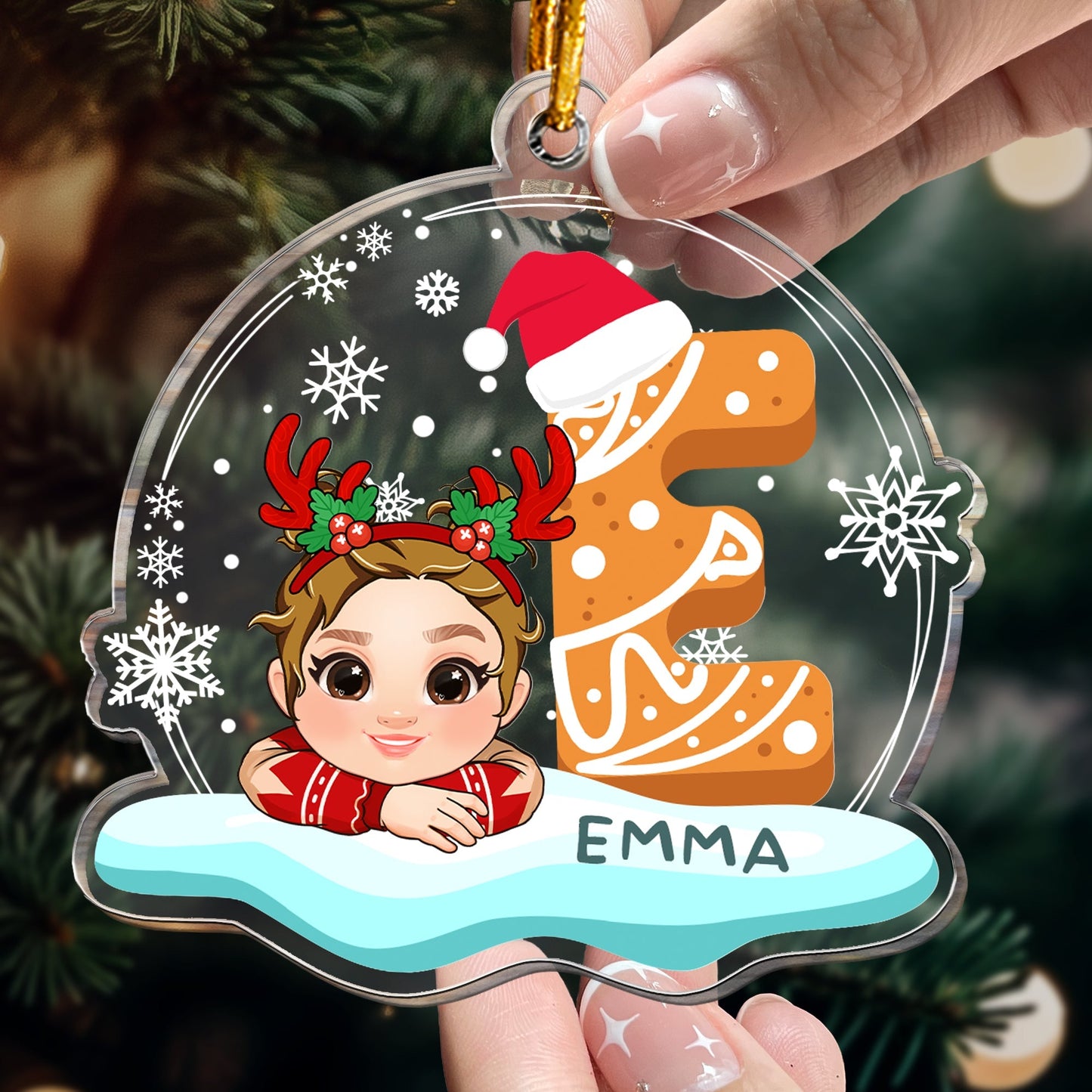 Heartfelt Personalized Initial & Name Christmas Ornament for Kids