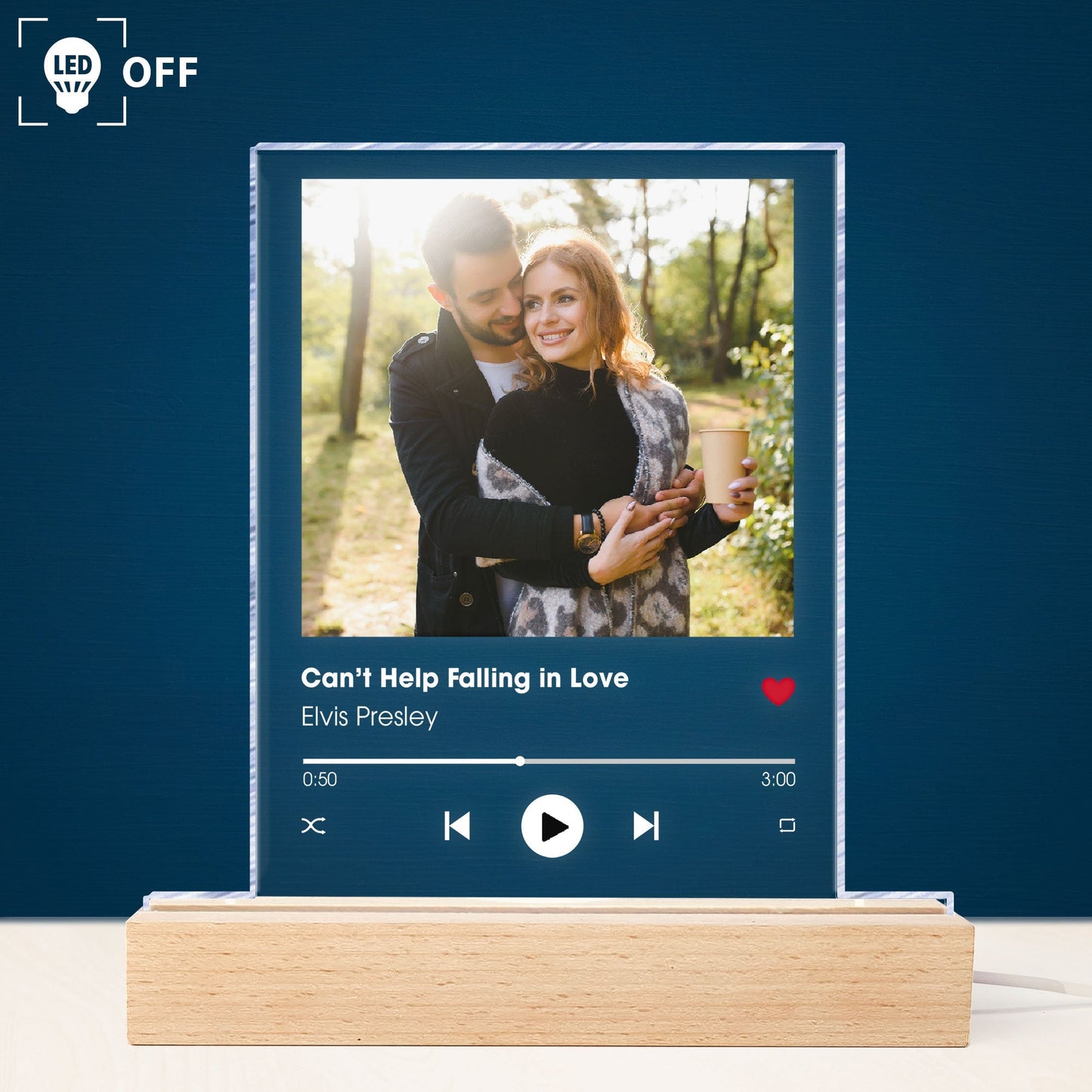 Personalized Song & Photo LED Light: "Can't Help Falling in Love" Gift for Couples