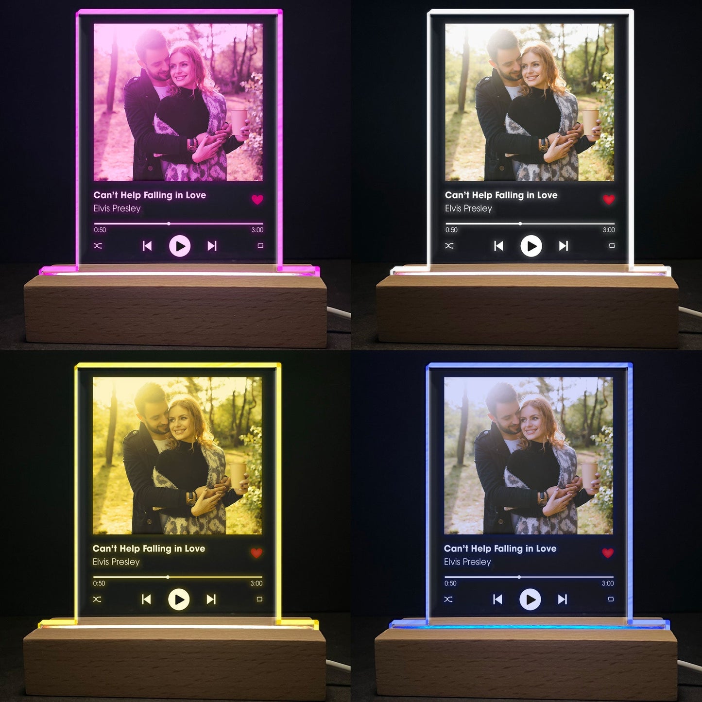 Personalized Song & Photo LED Light: "Can't Help Falling in Love" Gift for Couples