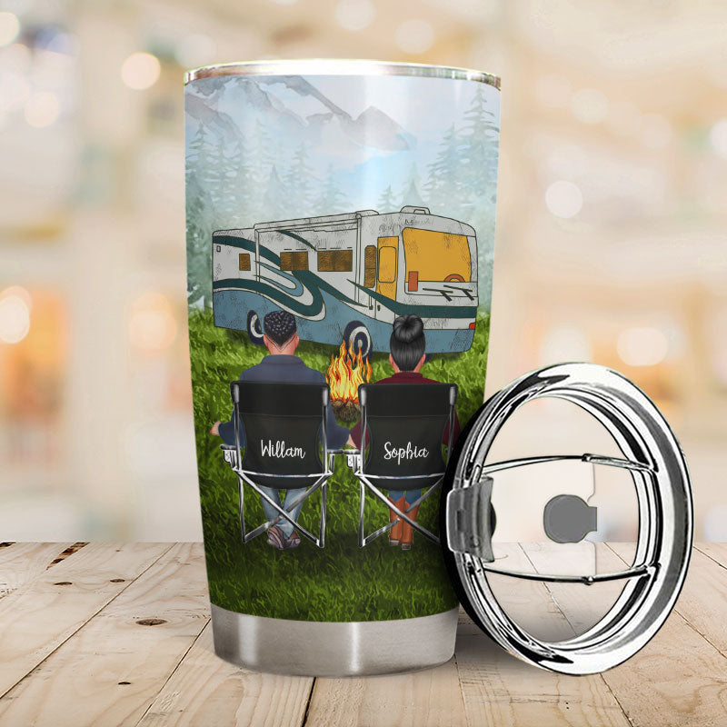 Personalized Couple Camping Tumbler: "Watch People Park Their Campers"