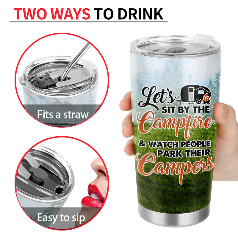 Personalized Couple Camping Tumbler: "Watch People Park Their Campers"