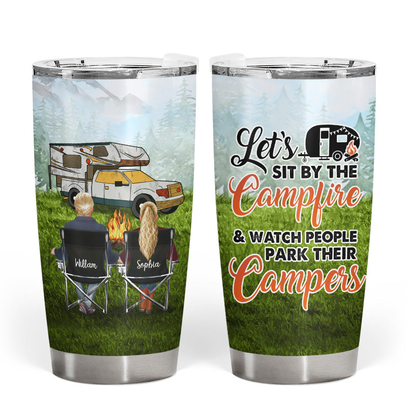 Personalized Couple Camping Tumbler: "Watch People Park Their Campers"