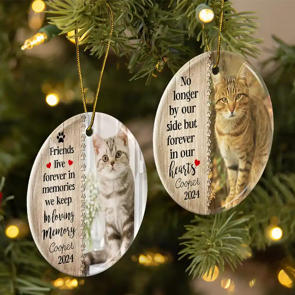 Personalized Pet Memorial For Loved One Ornament - 'Forever In Our Hearts' Dog Cat Gift