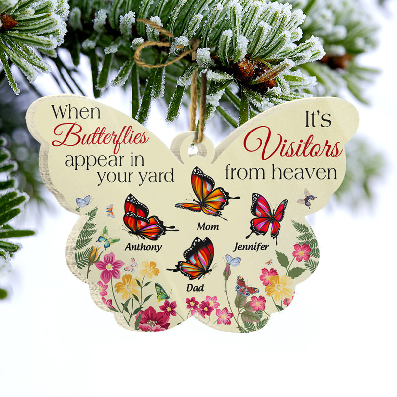 Heartfelt Custom 'Visitors from Heaven' Butterfly Memorial For Loved One Ornament