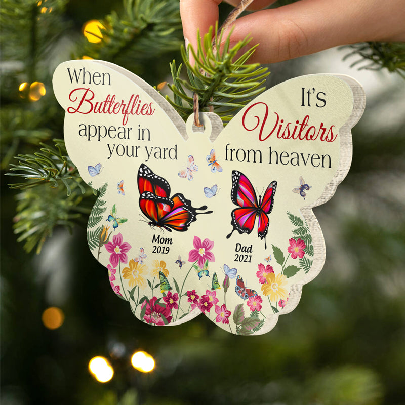 Heartfelt Custom 'Visitors from Heaven' Butterfly Memorial For Loved One Ornament