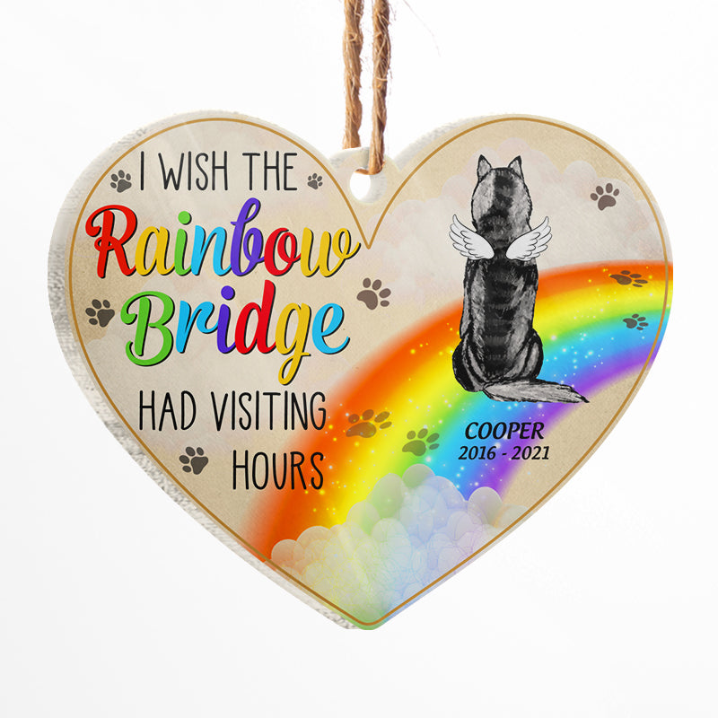 Personalized Dog Memorial For Loved One Ornament: "Rainbow Bridge Had Visiting Hours"