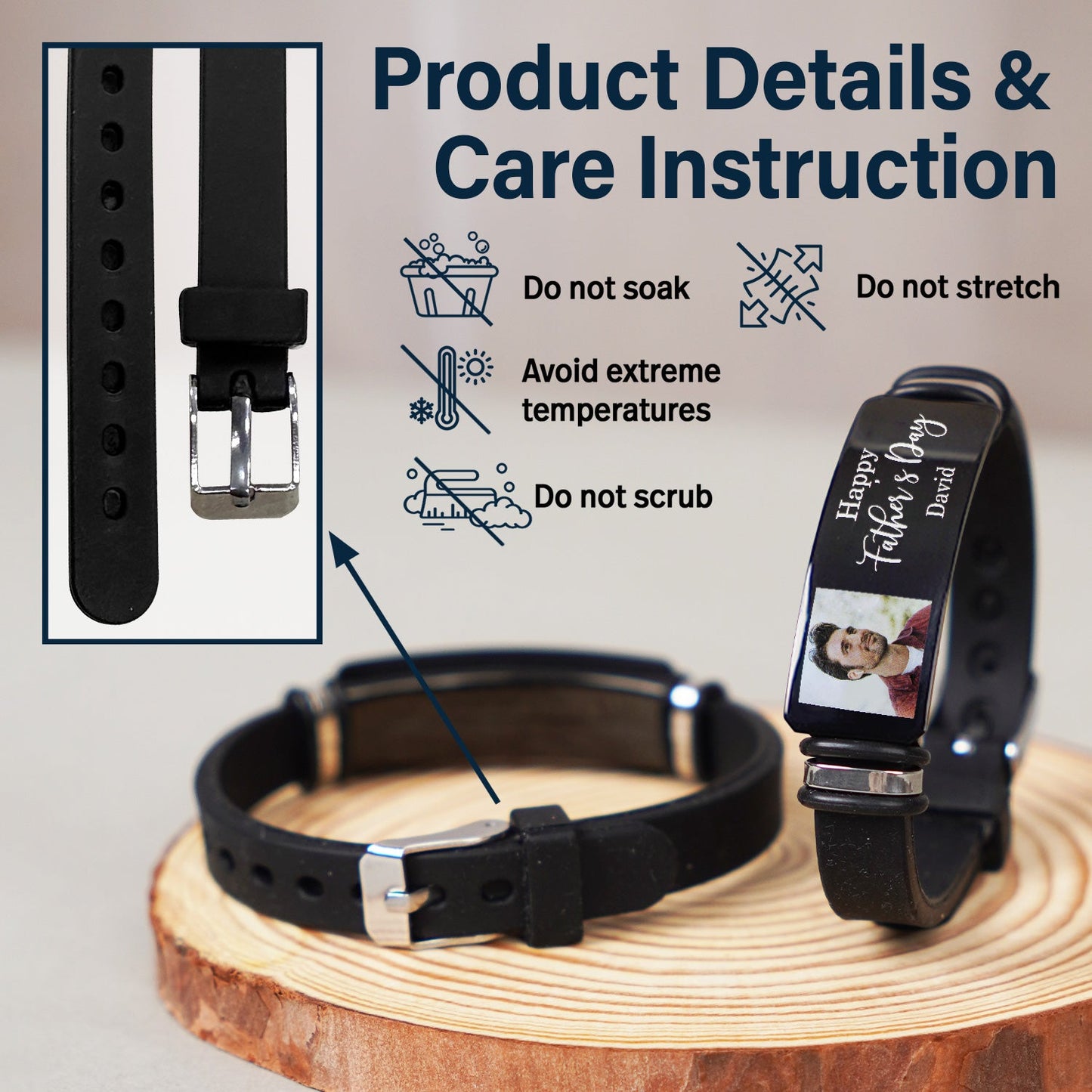 Personalized Photo Engraved Bracelet - 'Happy Anniversary' Custom Gift