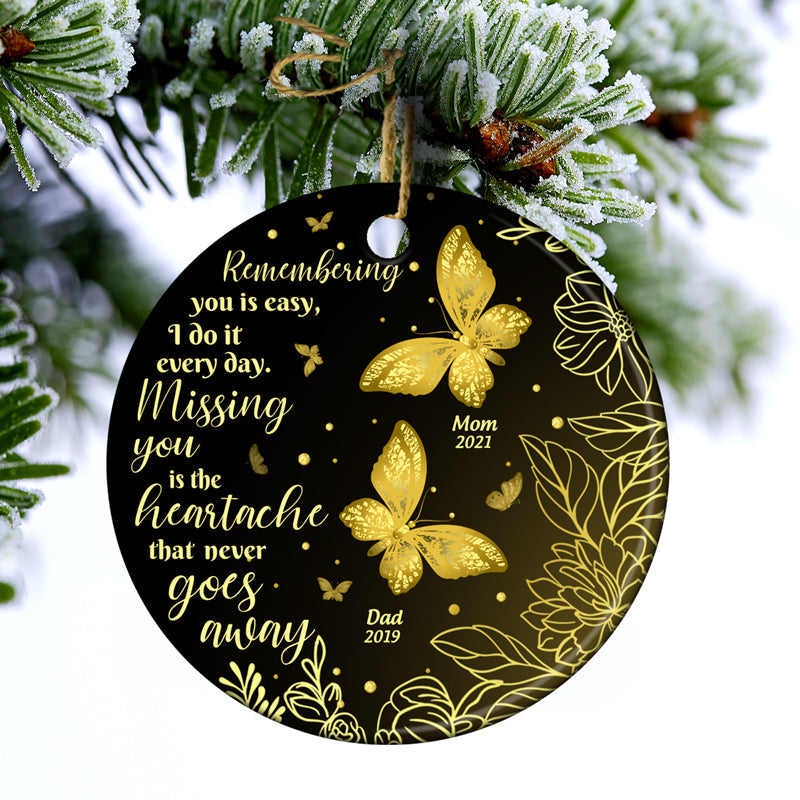 Personalized Memorial For Loved One Ceramic Ornament - 'Missing You Is The Heartache'