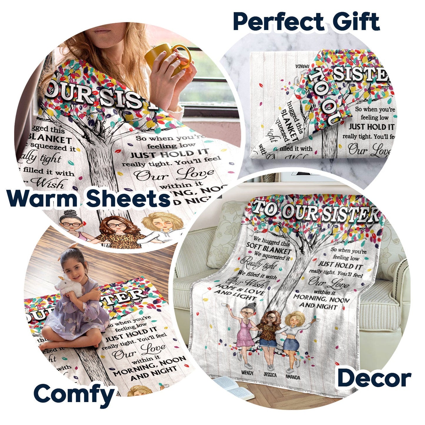 Personalized 'Hug This Soft Blanket' Sister Gift - Custom Fleece & Sherpa