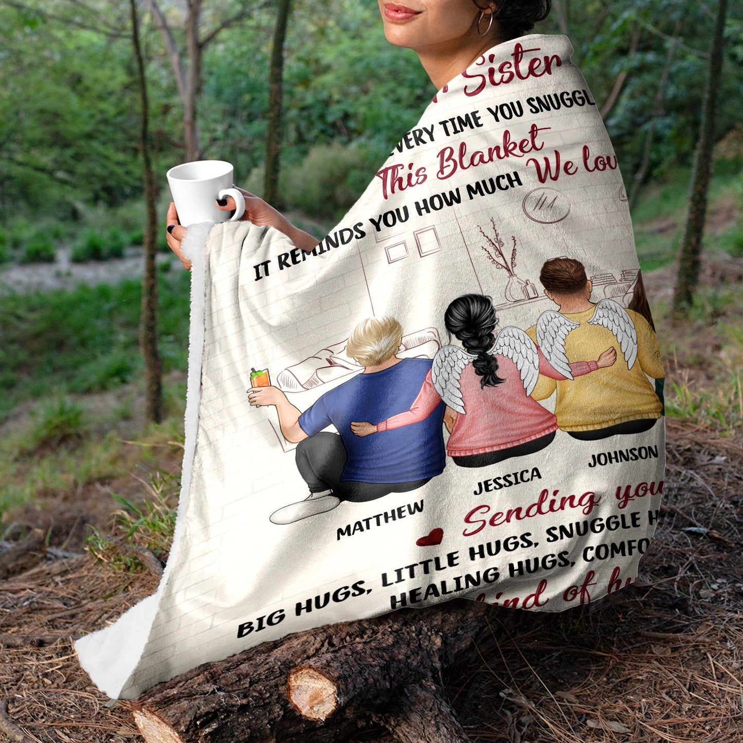 Personalized 'Sending Hugs' Blanket - Custom Gift for Siblings & Friends