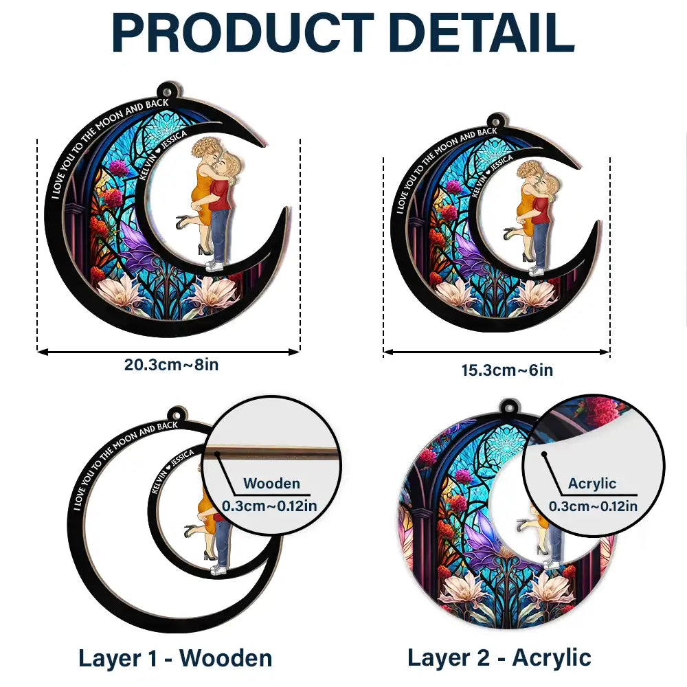 Personalized 'Love You To The Moon And Back' Suncatcher Ornament for Couples