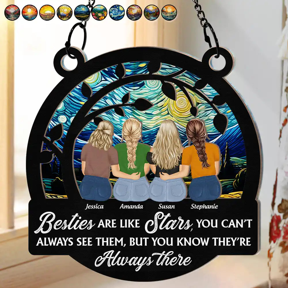 Personalized "Besties Like Stars" Suncatcher Ornament for Friends & Sisters