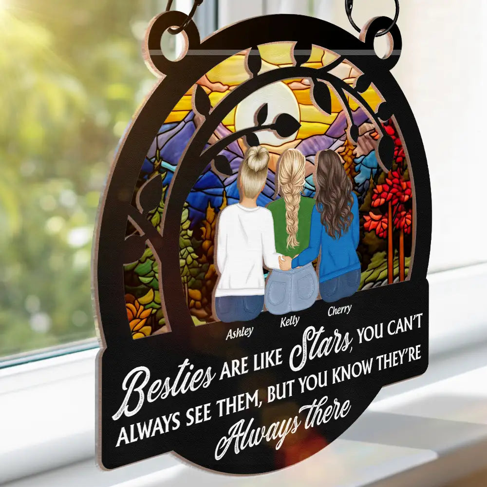 Personalized "Besties Like Stars" Suncatcher Ornament for Friends & Sisters