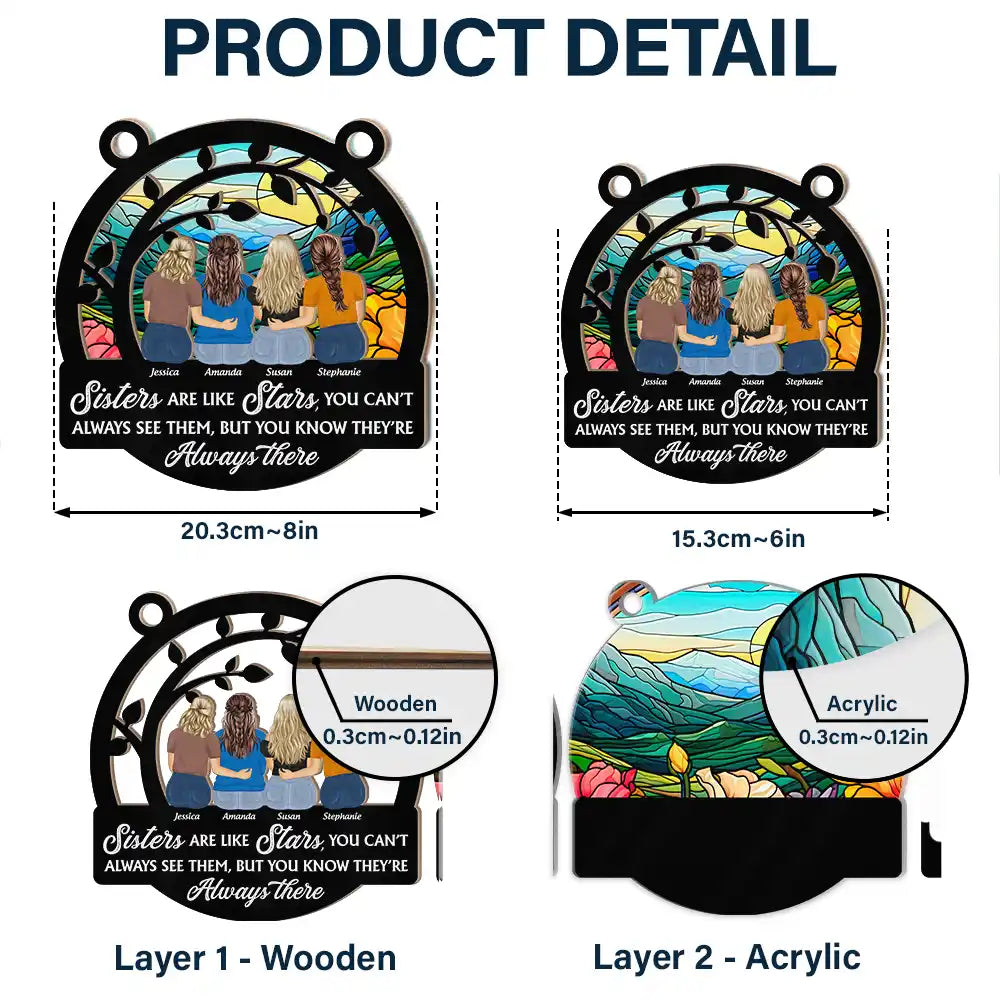 Personalized "Besties Like Stars" Suncatcher Ornament for Friends & Sisters