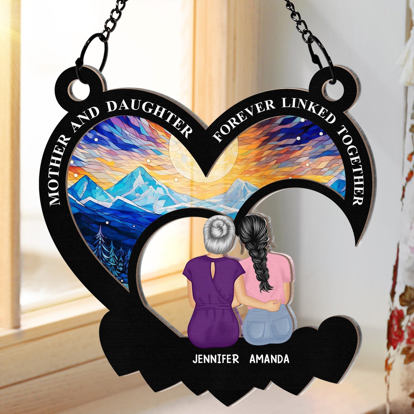 Personalized Mother Daughter 'Forever Linked' Suncatcher Gift