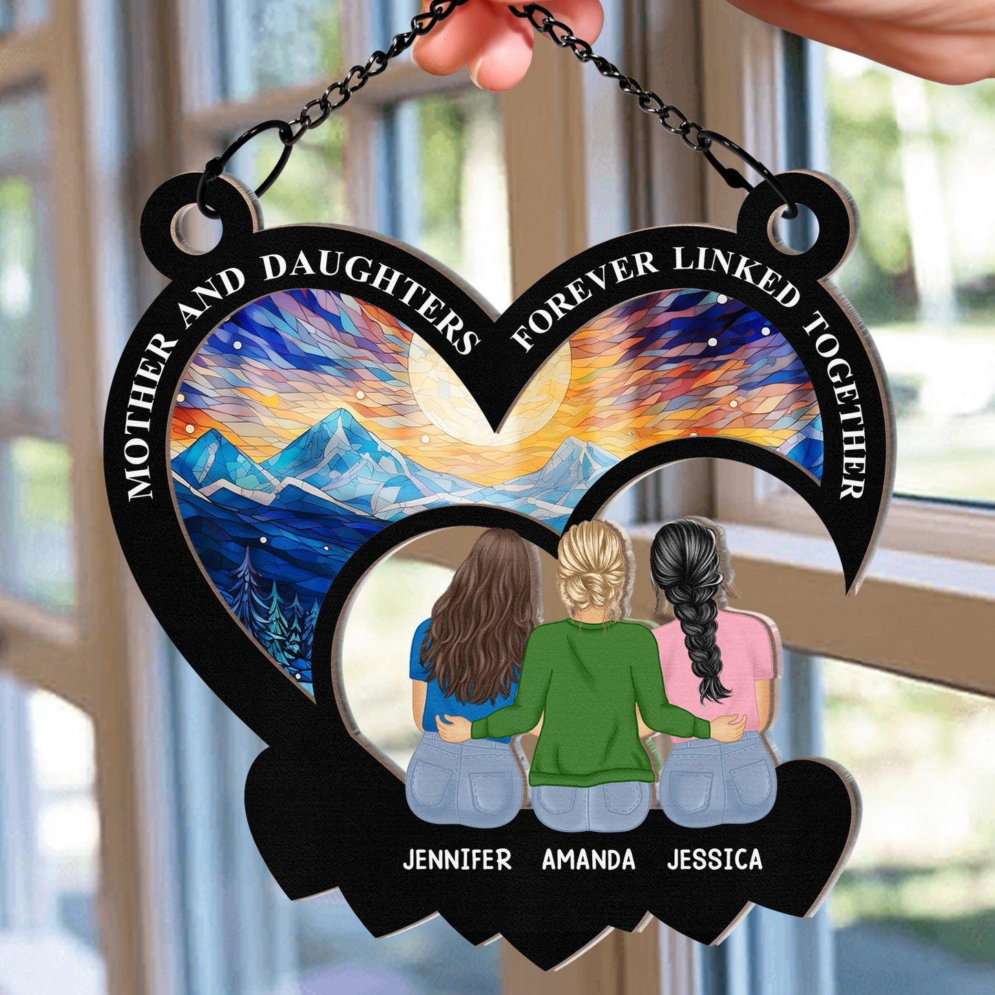 Personalized Mother Daughter 'Forever Linked' Suncatcher Gift