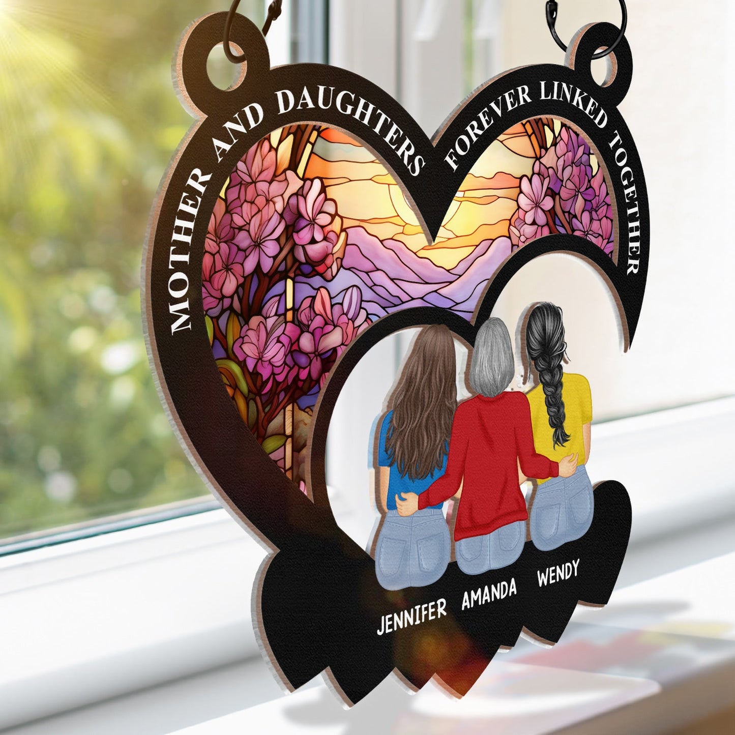 Personalized Mother Daughter 'Forever Linked' Suncatcher Gift