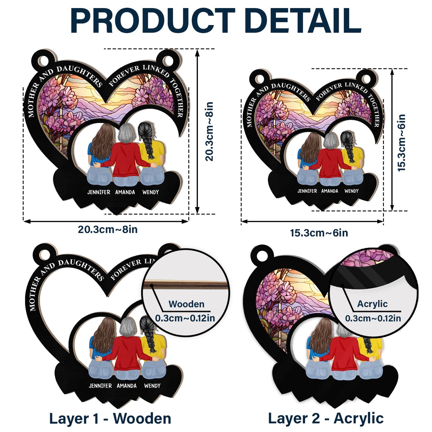 Personalized Mother Daughter 'Forever Linked' Suncatcher Gift